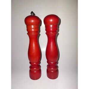 Vintage Najico Nakajima Woodenware Japan Red Wood 10" Salt & Pepper Mill